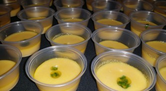 FUNG TU Chilled Corn Soup with Mala Oil and Garlic Chives