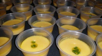 FUNG TU Chilled Corn Soup with Mala Oil and Garlic Chives
