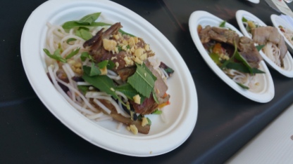 ROB NEWTON (WILMA JEAN) grilled pork shoulder with rice noodles virginia peanuts cucumbers and herbs
